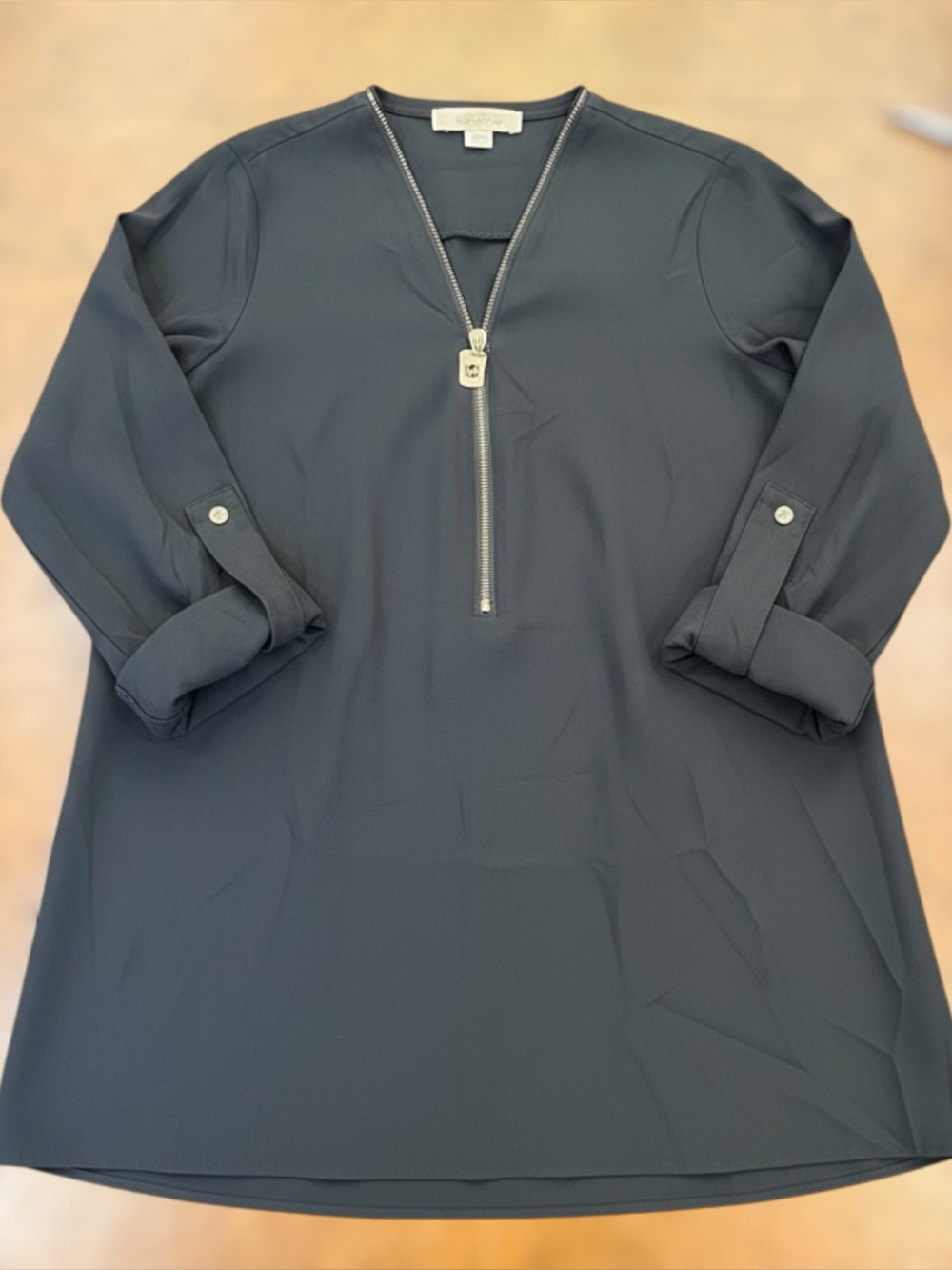 Michael Kors Women’s Black Zip-Front Blouse Size Small